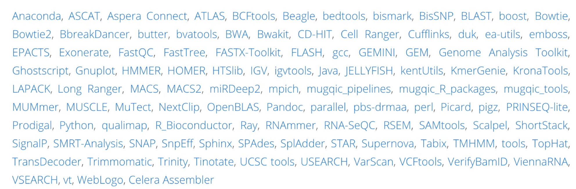 Software Modules required for running GenPipes